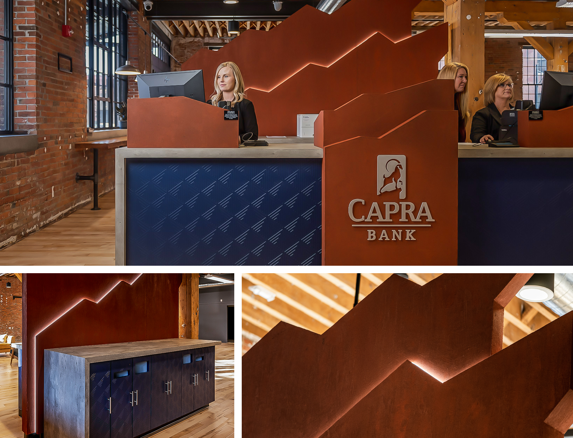 Capra Bank Office Front Desk and Interior Space